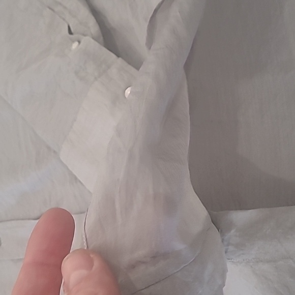 ARMANI COLLEZIONI MEN'S SILK BLEND MANDARIN COLLAR LONG SLEEVE SUMMER SHIRT XL - Picture 8 of 11